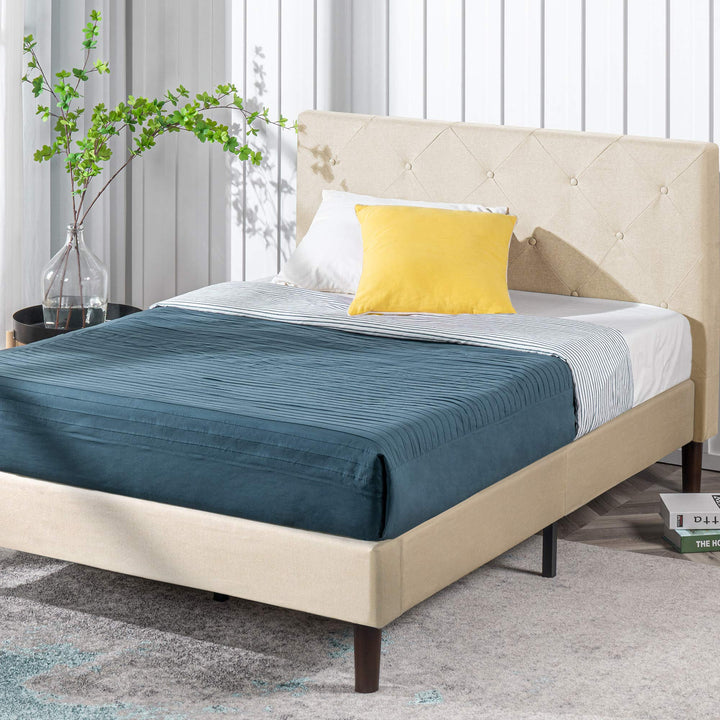 ZINU halini Upholstered Platform Bed Frame / Mattress Foundation / Wood lat Queen