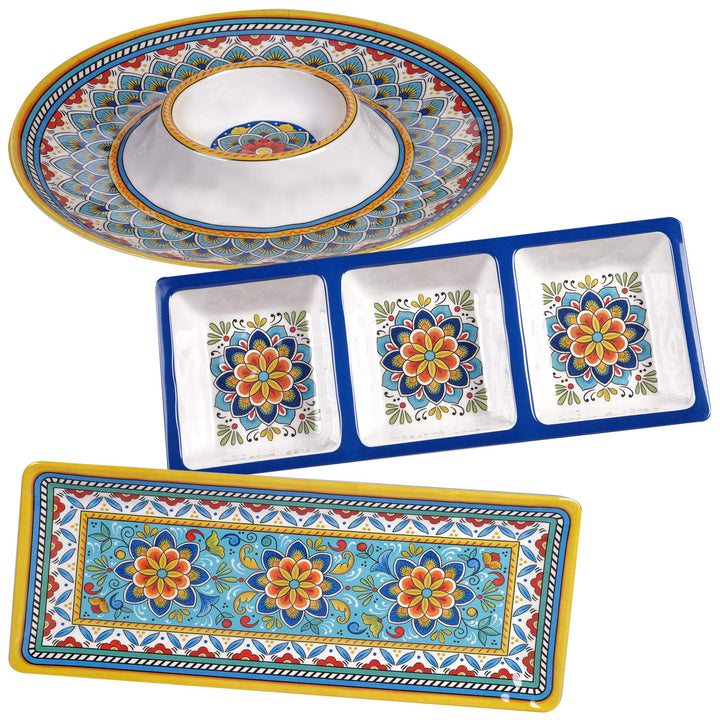 Certified International Portofino Melamine Hostess Set Multi Colored Large