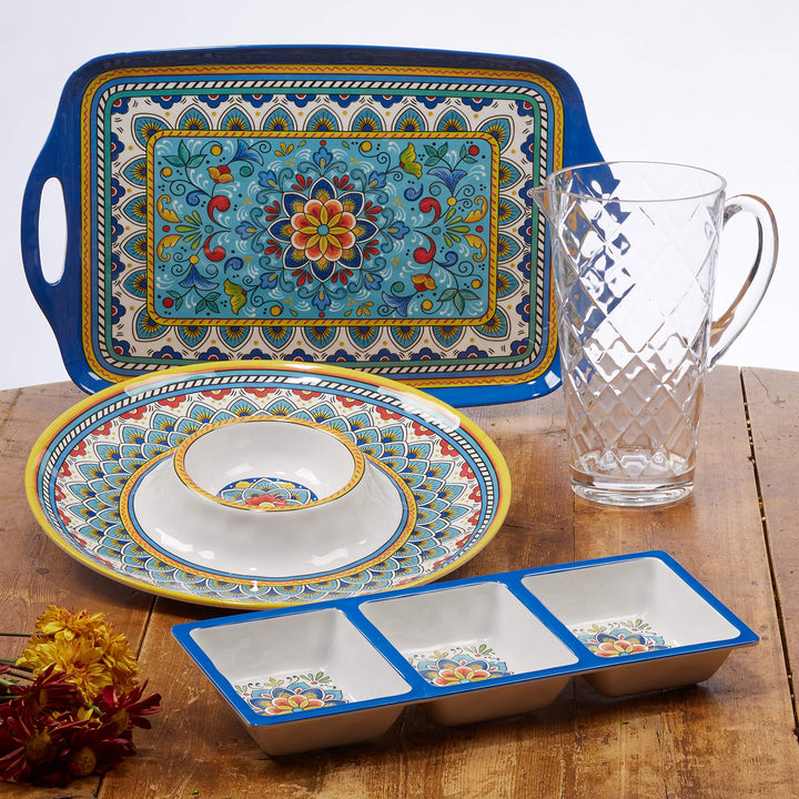 Certified International Portofino Melamine Hostess Set Multi Colored Large