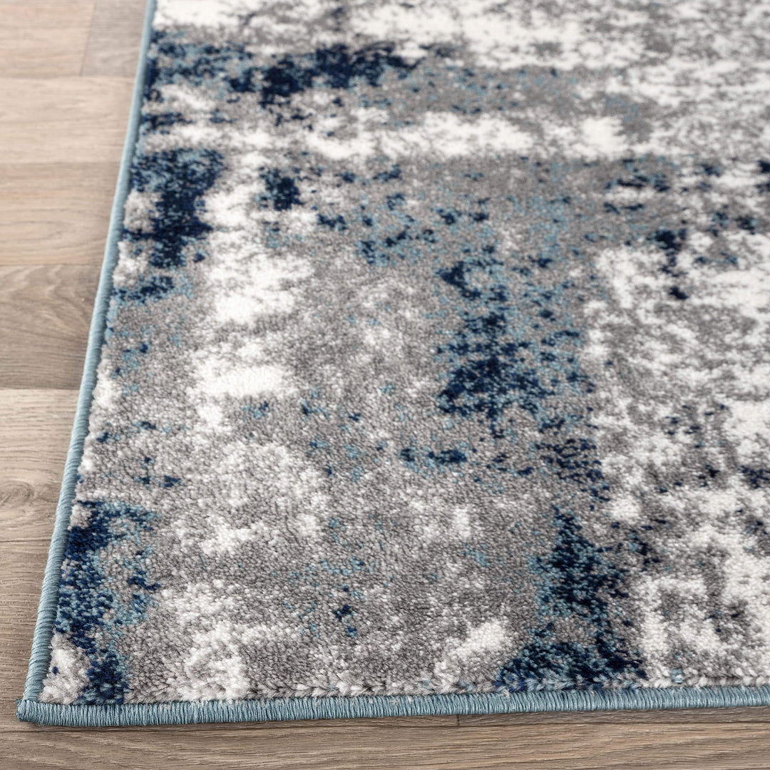 Rugshop Contemporary Abstract Distressed Area Rug 7'10" x 10' Blue