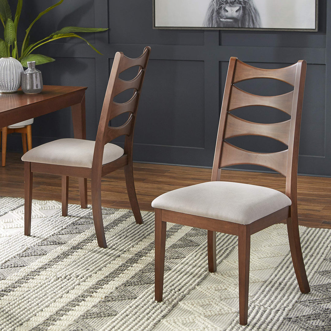 Lifestorey Lydon Mid Century Modern Dining Room Chair with Linen Fabric Seat Set