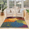 Nourison Aloha Indoor-Outdoor Navy Multicolor 3'6" x 5'6" Area Rug Easy Cleaning 3'6" x 5'6" - Navy/Multicolor