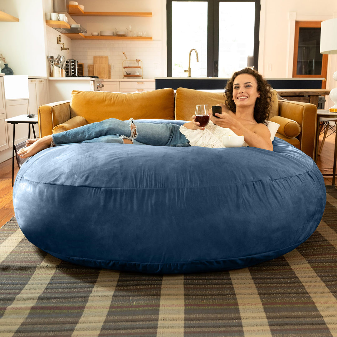 Jaxx 6 Foot Cocoon Large Bean Bag Chair for Adults Microsuede Navy