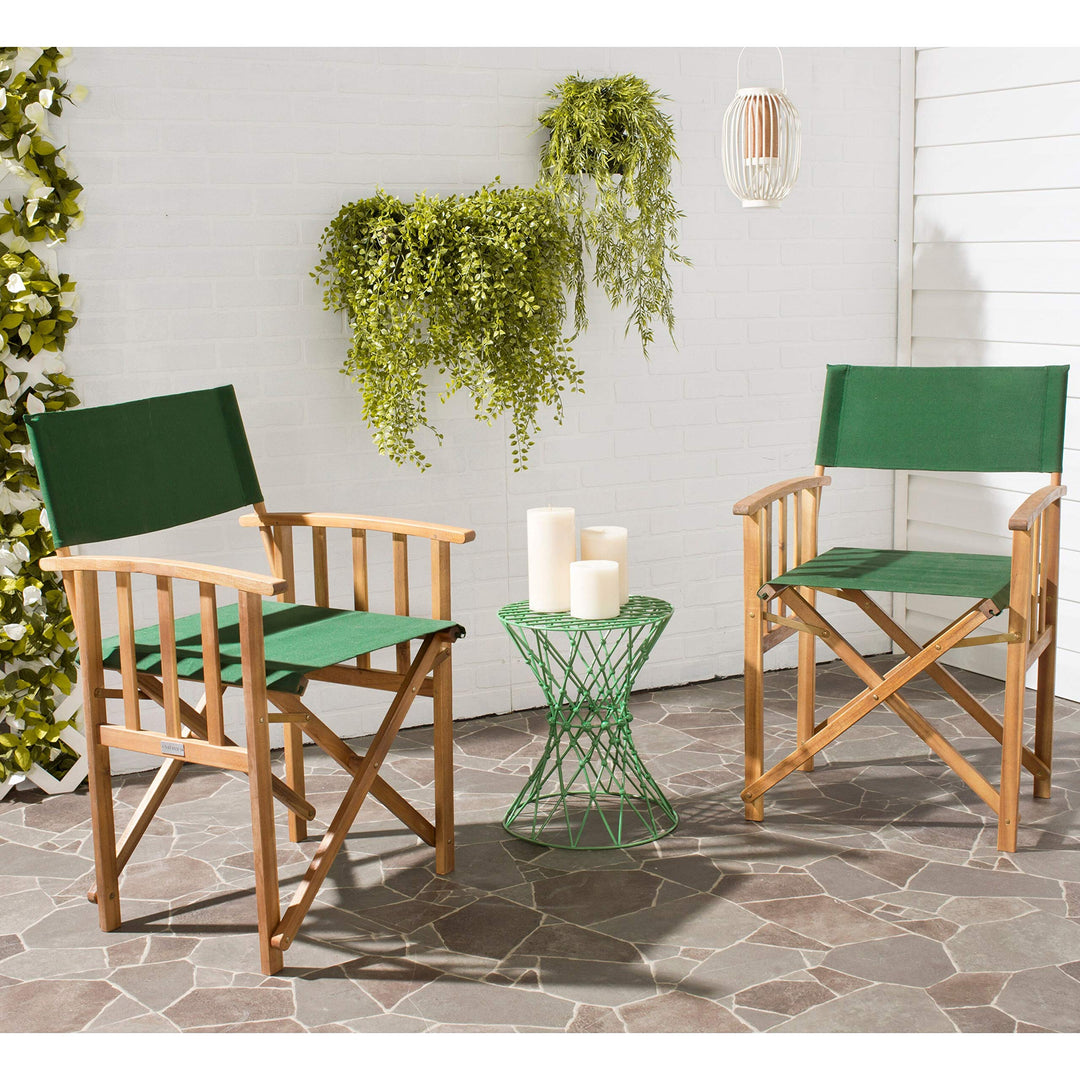 Outdoor Living Green Acacia Wood Director Chair (Set of 2) Tropical Teak Stained