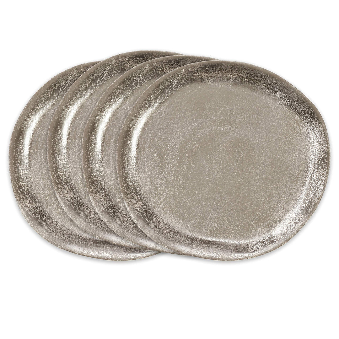 Aluminum Charger Plates (Set Of 4) Silver Round Metal