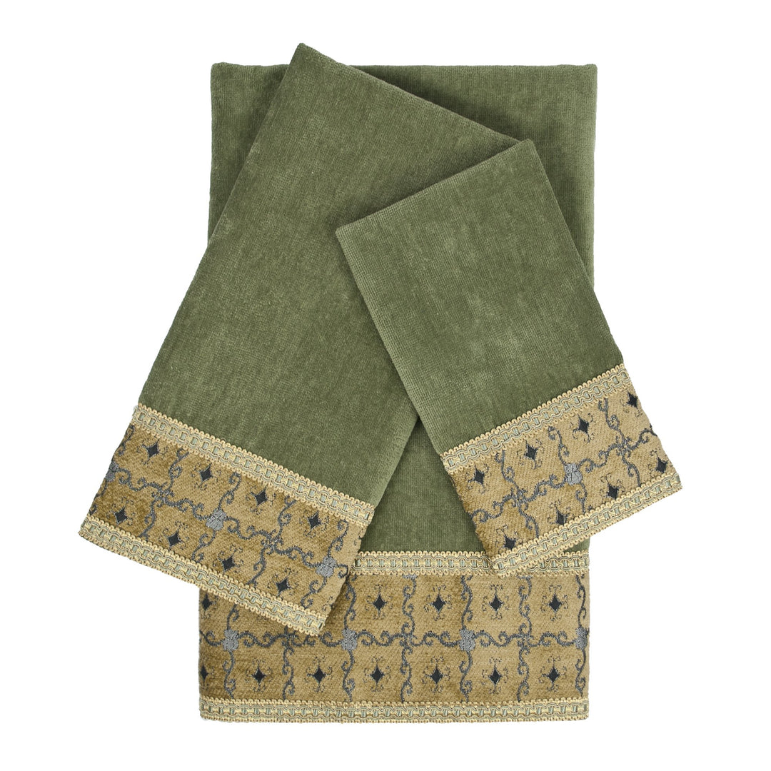 Sherry Kline Gateway Sage 3-piece Embellished Towel Set