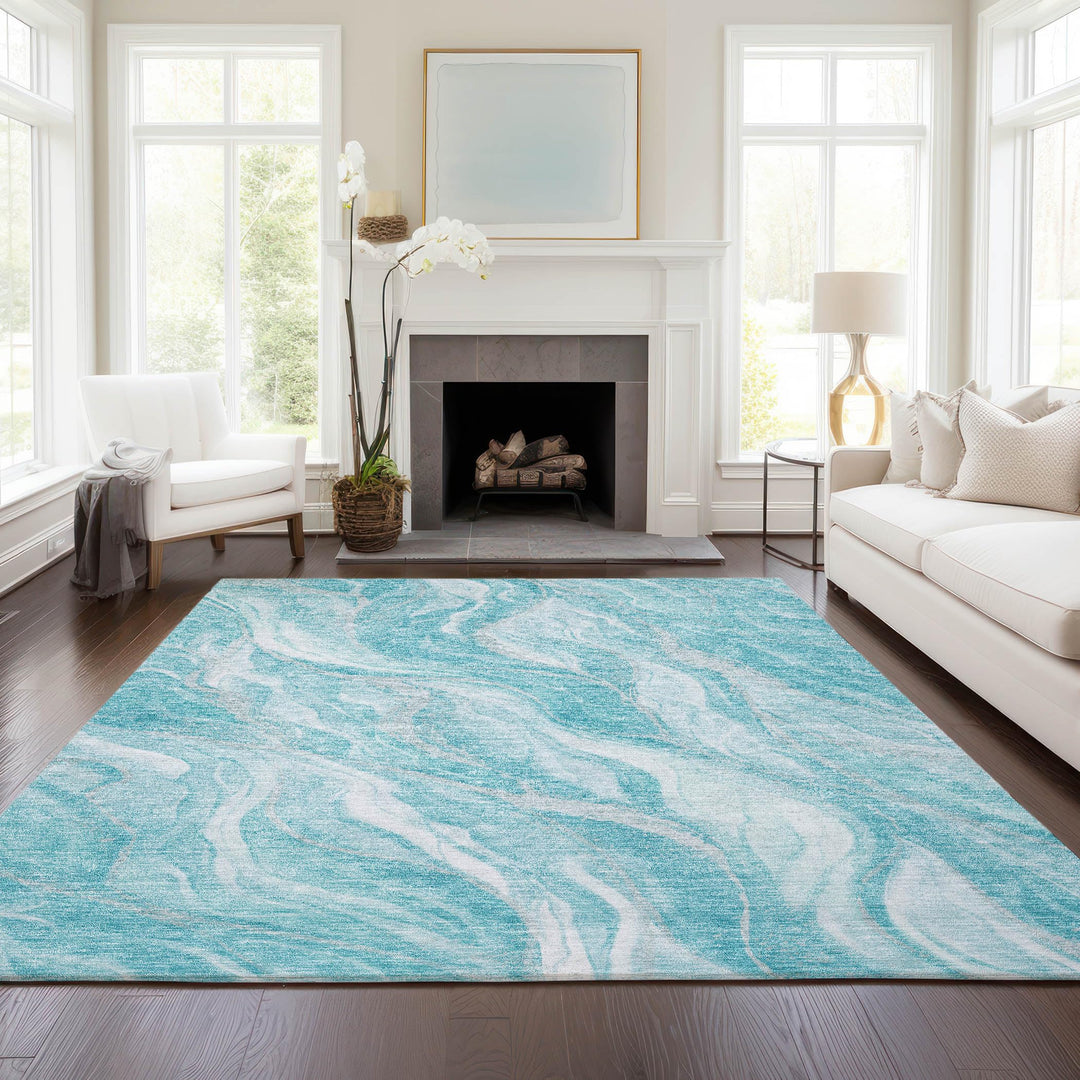 Addison Rugs Chantille ACN720 Teal 8' x 10' Indoor Outdoor Area Rug Easy Clean - Diamond Home USA