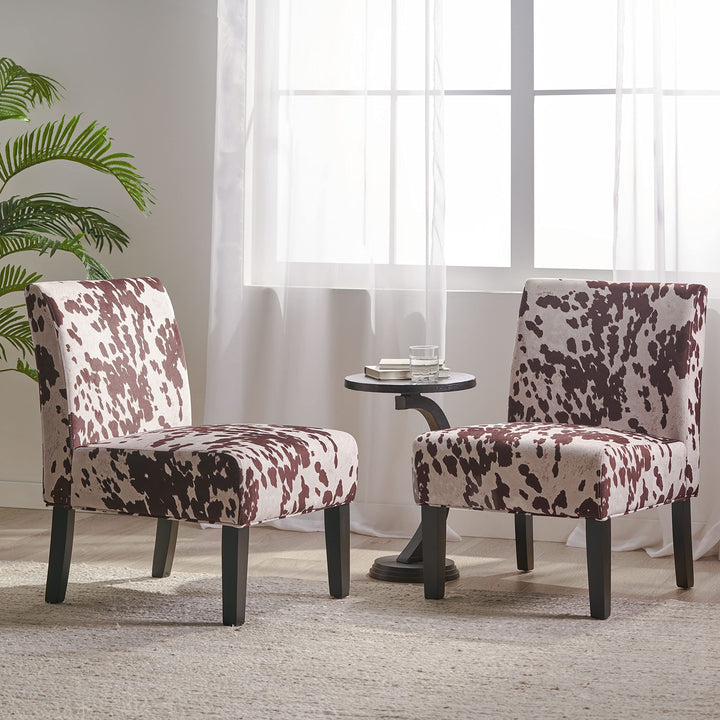 Christopher Knight Home Kassi Fabric Accent Chairs 2-Pcs Set Milk Cow