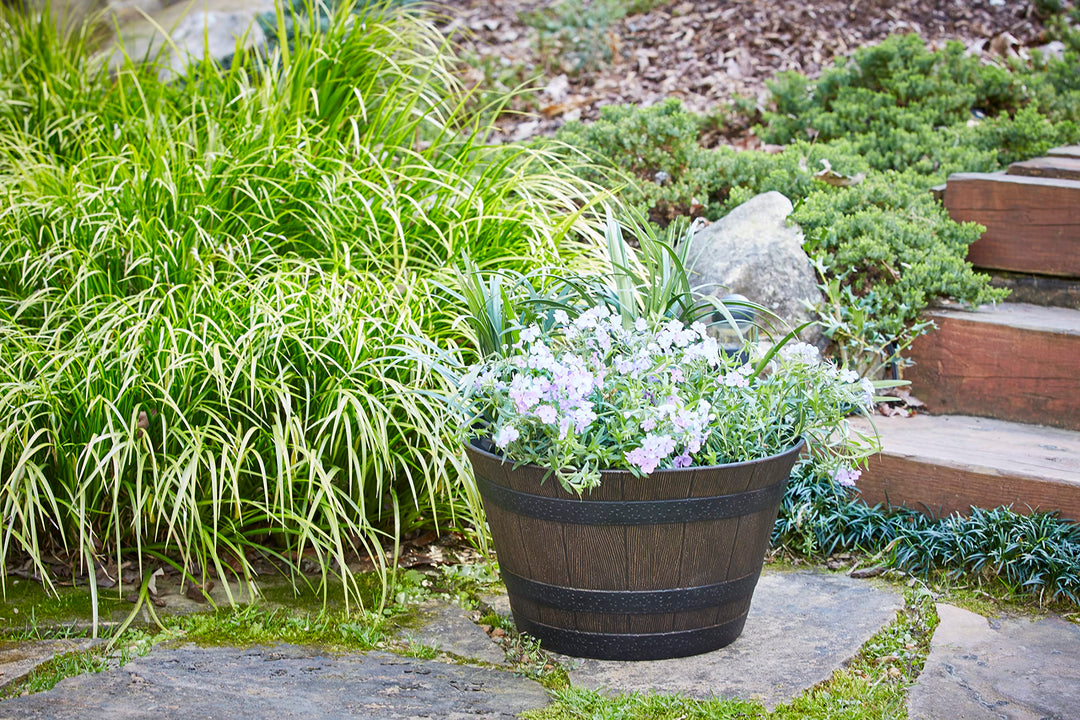 Southern Patio 22.5" Whiskey Barrel Outdoor Planter with Wheels Drainage Hole