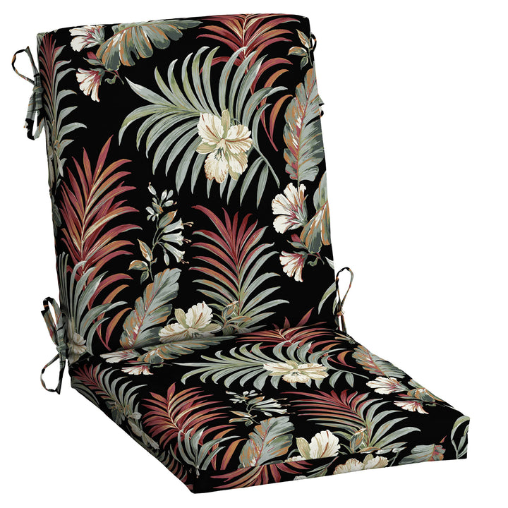 Arden Selections Outdoor Dining Chair Cushion 20 x 20 Rain-Proof Fade 44 in L x 20 in W x 3.5 in H - Black Simone Tropical