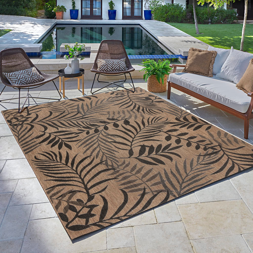 Gertmenian Indoor Outdoor Area Rug Classic Flatweave Washable Stain & UV 8'9"x13'1" - Chestnut