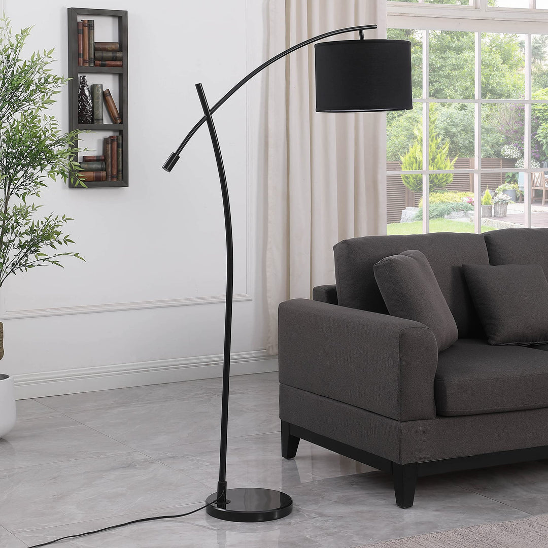 ORE HBL2779 Oscar Pendulum Style White Metal Floor Lamp On White Marble Base 65" Black