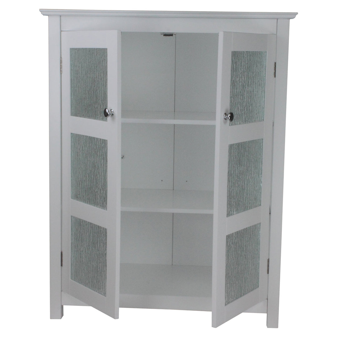 Elegant Home Fashions Rain Collection Floor Cabinet with 2 Glass Door White