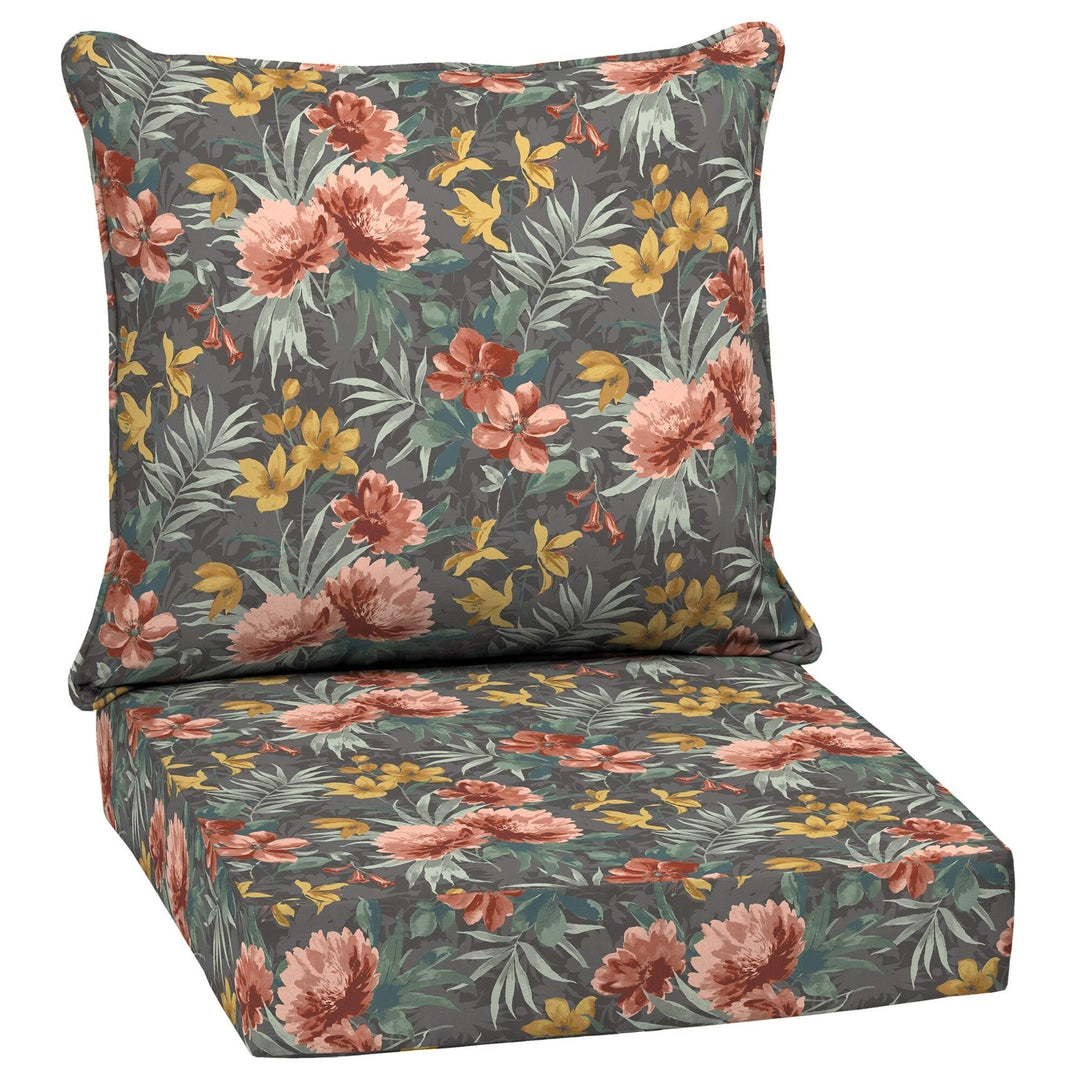 Floral Outdoor 24 in. Conversation Set Cushion Grey Polyester Fade Resistant