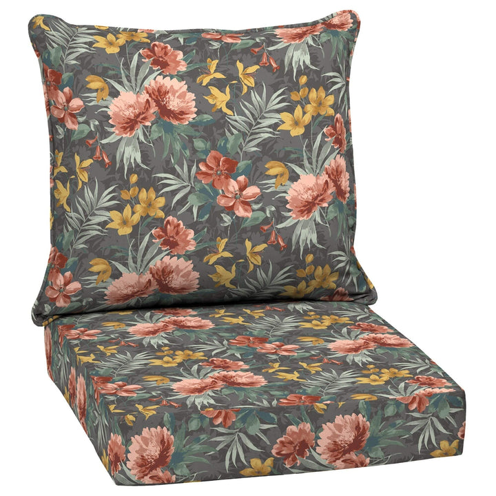 Floral Outdoor 24 in. Conversation Set Cushion Grey Polyester Fade Resistant