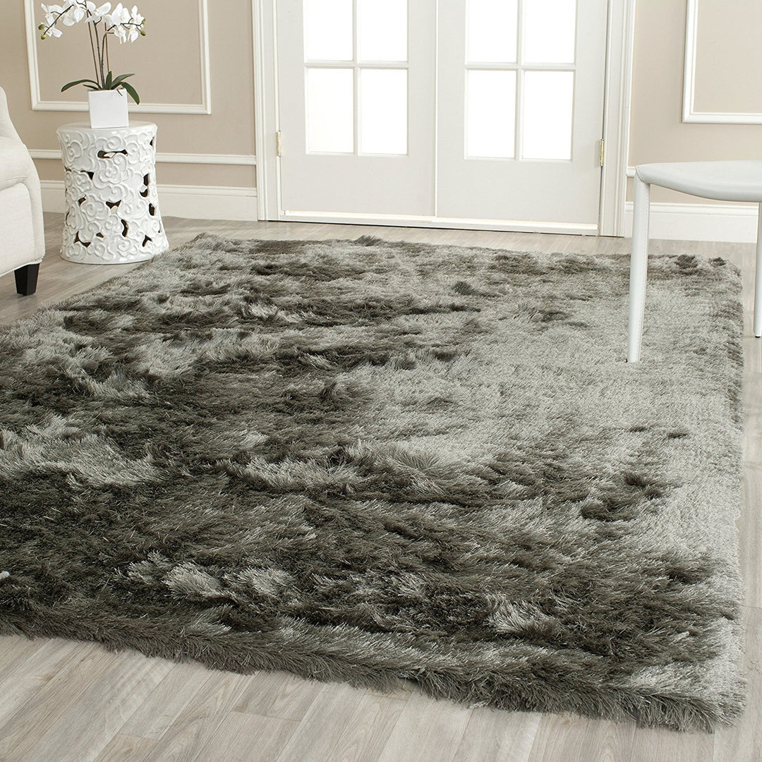 SAFAVIEH Paris Shag Collection Accent Rug - 2' x 3' Titanium Handmade Silken