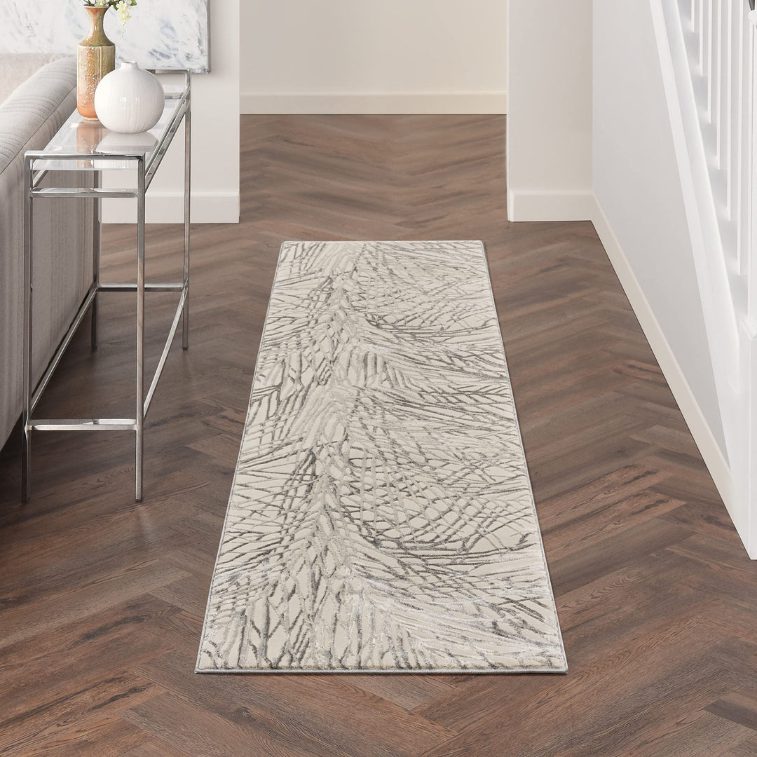 Nourison Rustic Textures Rustic Ivory/Grey 2'2" x 7'6" Area -Rug Easy 2'2" x 7'6" Runner - Ivory/Grey