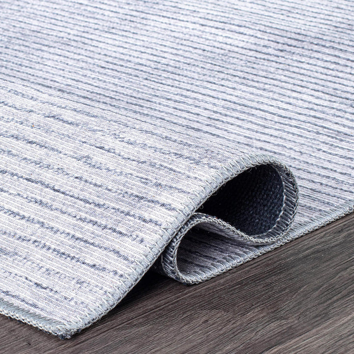 Contemporary Distressed Stripe Machine Washable Area Rug