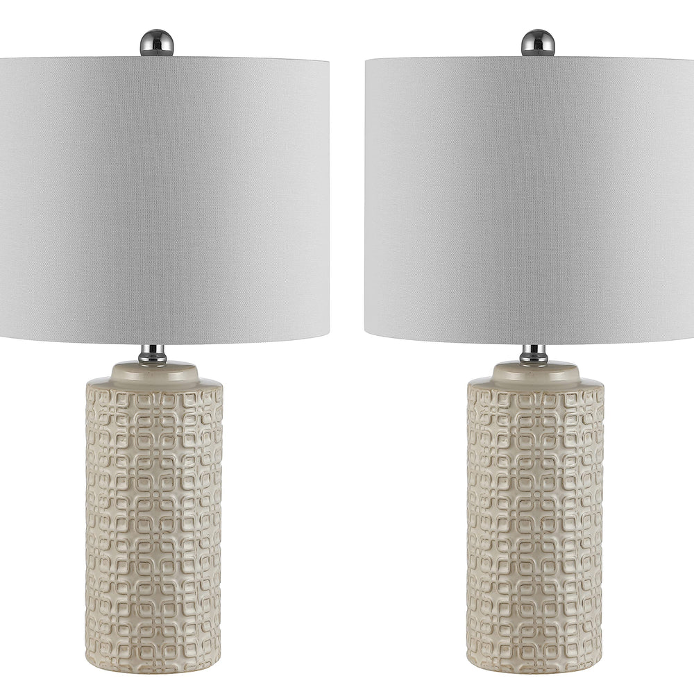 SAFAVIEH Lighting Collection Artef Modern Ivory Ceramic 24-inch Bedroom Living Ivory - 13" x 13" x 24"