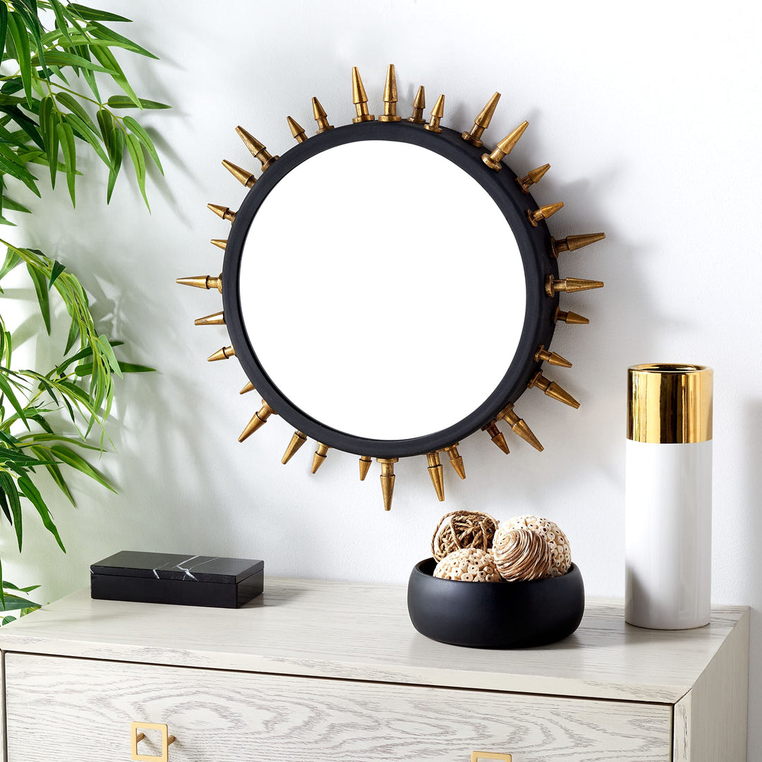 20-inch Sunburst Black/Gold Mirror 20" W X 3" D H Black Gold Modern Contemporary