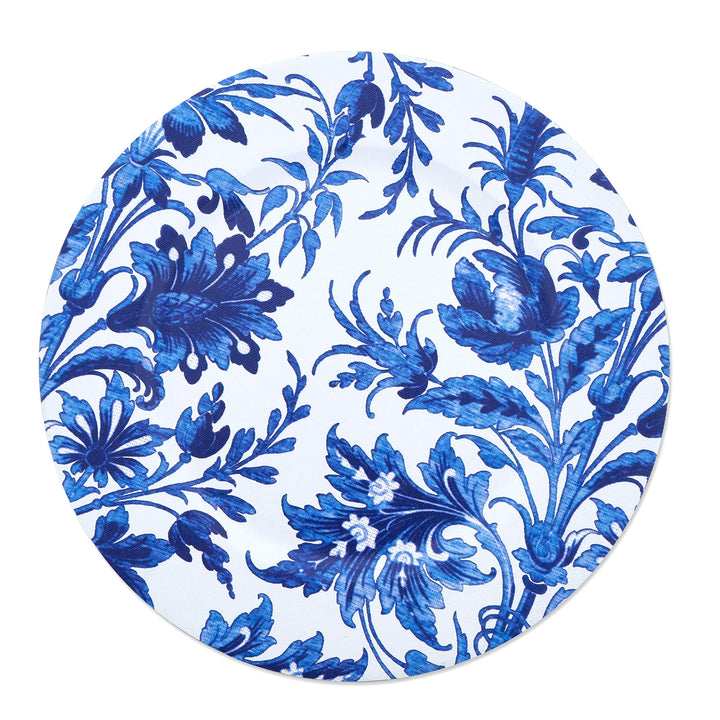 French Style Floral rint Decorative Charger late - Set Of 4 Blue Traditional