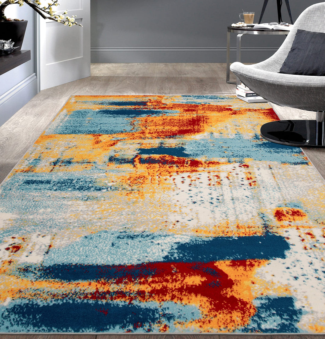 Rugshop Sky Collection Novel Abstract Area Rug 7'10" x 10' Multi 7'10"x10'