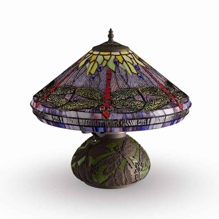 Tiffany-Style Dragonfly Table Lamp Purple Bohemian Eclectic Copper