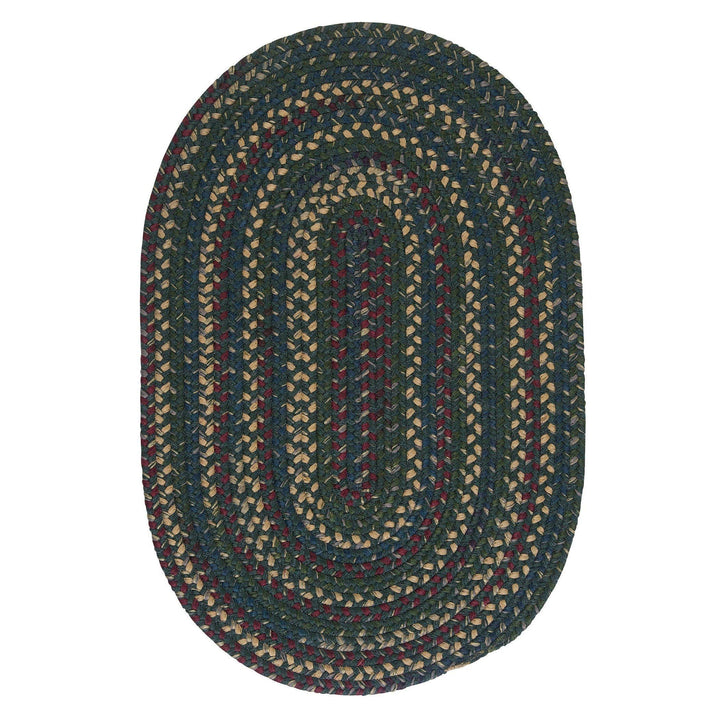 Oval Farmhouse Rug Dark Forest Green Braided Weave Oblong Area Rug Reversible 2' x 3' Oval - Deep Forest