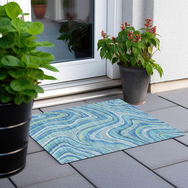 Machine Washable Indoor/ Outdoor Chantille Contemporary Abstract Rug