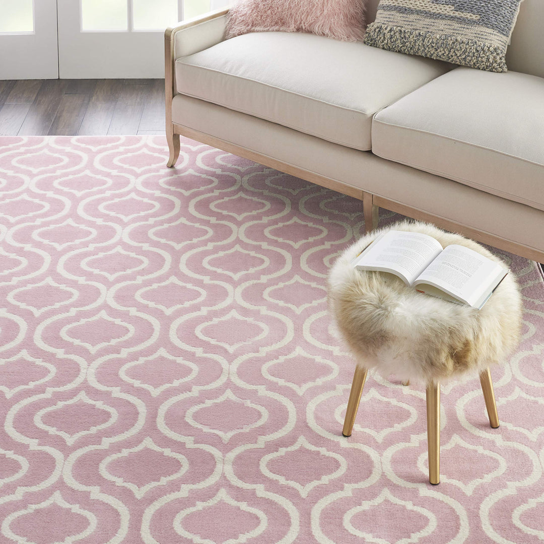 Nourison Jubilant Trellis Pink 8'6'' x 12' Area-Rug Easy-Cleaning Non Shedding 8'6" x 12' - Pink