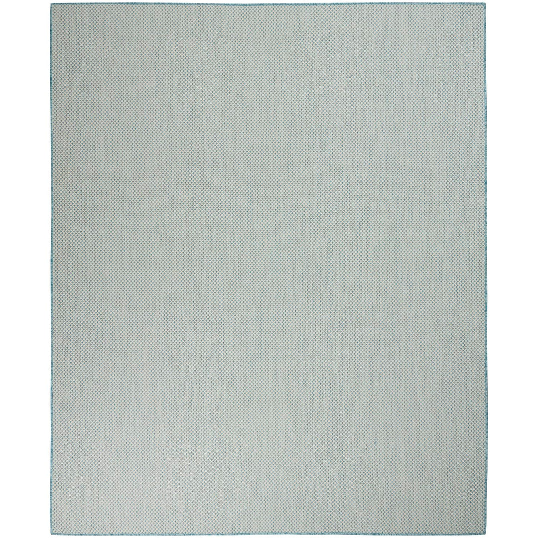 Nourison Courtyard Indoor/Outdoor Ivory Aqua 9' x 12' Area Rug Geometric Easy 9' x 12' Rectangle - Ivory Aqua