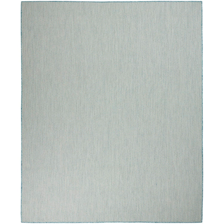 Nourison Courtyard Indoor/Outdoor Ivory Aqua 9' x 12' Area Rug Geometric Easy 9' x 12' Rectangle - Ivory Aqua