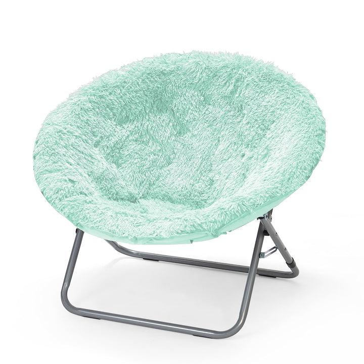 Urban Lifestyle Oversized Mongolian Faux Fur Saucer Chair Mint Green