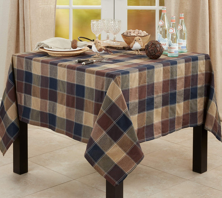 Stitched Design Plaid Tablecloth