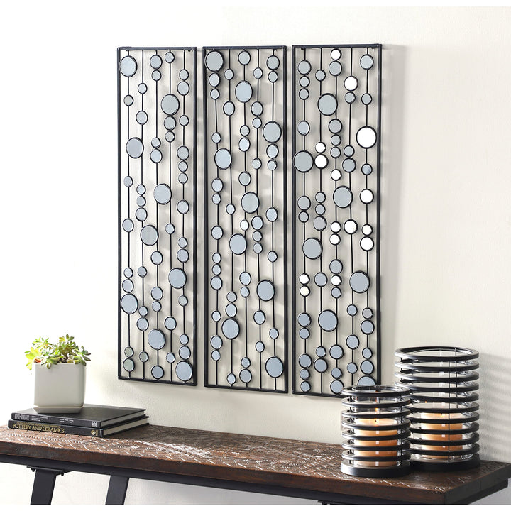 Black Iron Glam Wall Abstract (Set of 3) 36" h 10" w