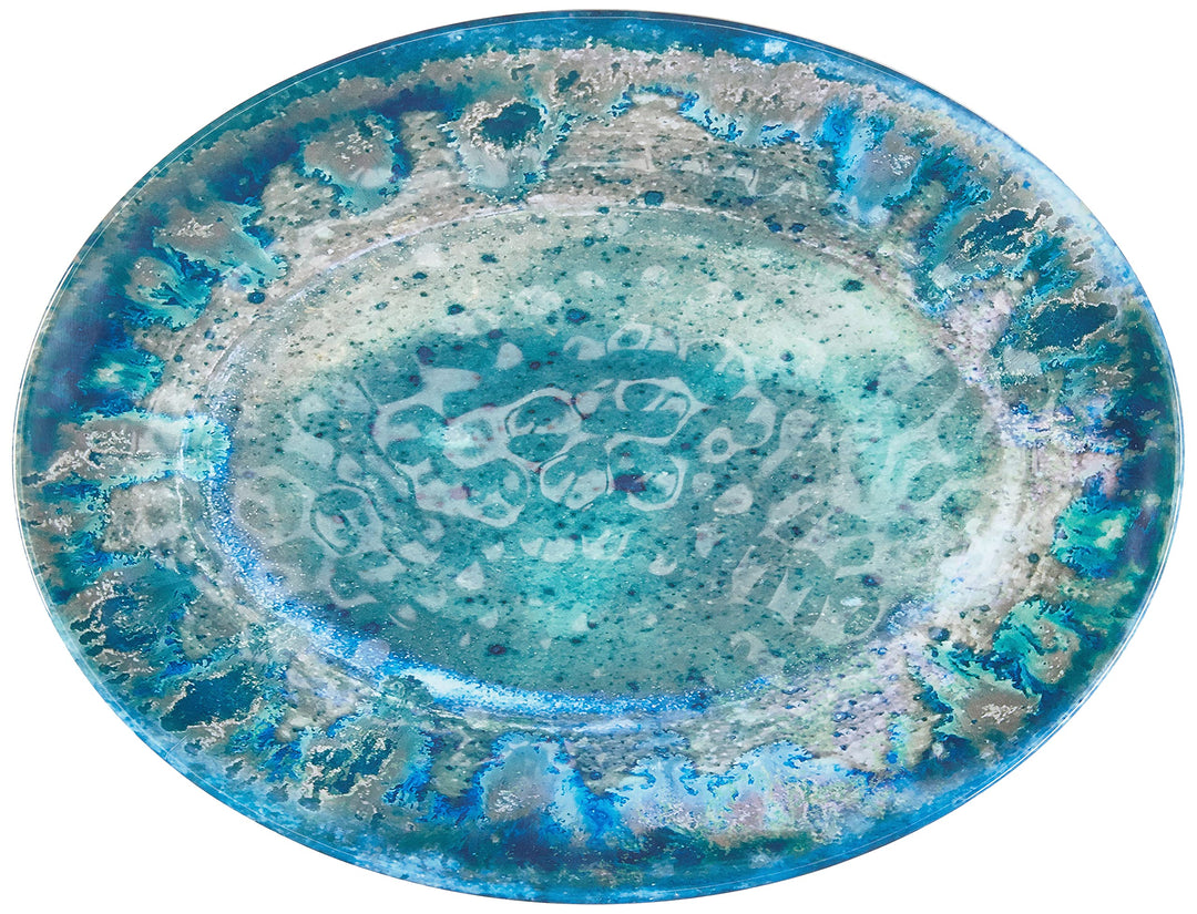 Certified International Radiance Teal 2-Piece Melamine Platter Set Multicolored