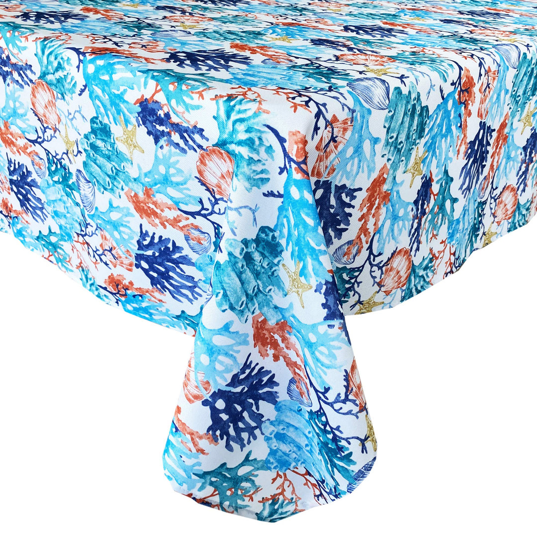 Lintex Coral Reef Heavy Weight Indoor/Outdoor Print Fabric Tablecloth - Blue and 60"x84"