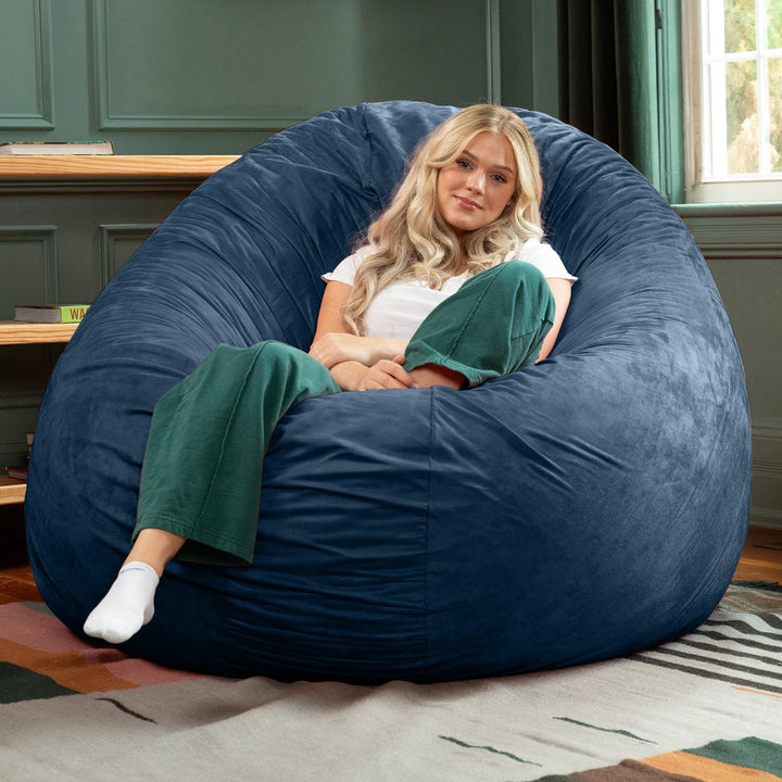 Jaxx 6 Foot Cocoon Large Bean Bag Chair for Adults Microsuede Navy