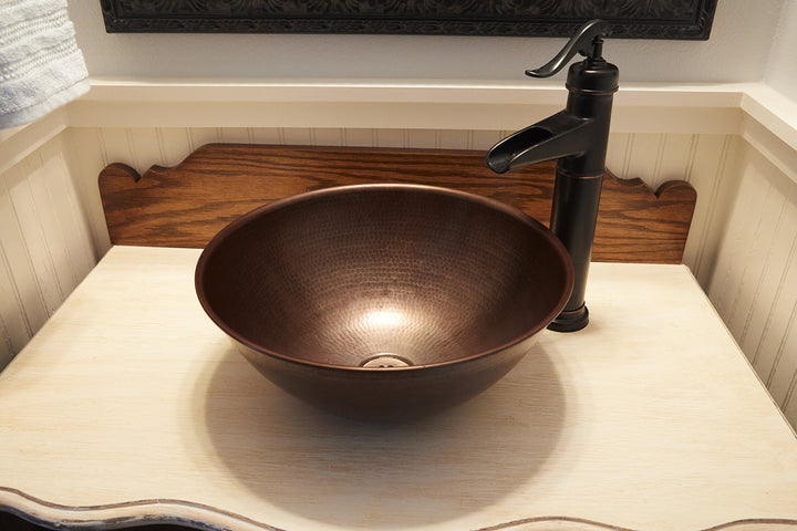 Sinkology BRV-1405BC Hubble Handmade Pure Solid Vessel Sink 14" Aged Copper