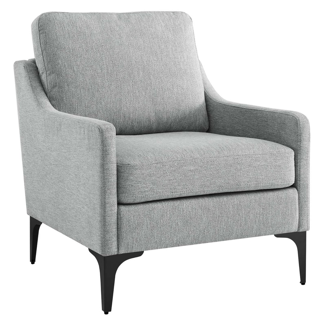 Modway Corland Upholstered Fabric and Metal Armchair in Light Gray