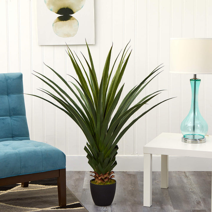 Nearly Natural 4' Spiked Agave Plant Green