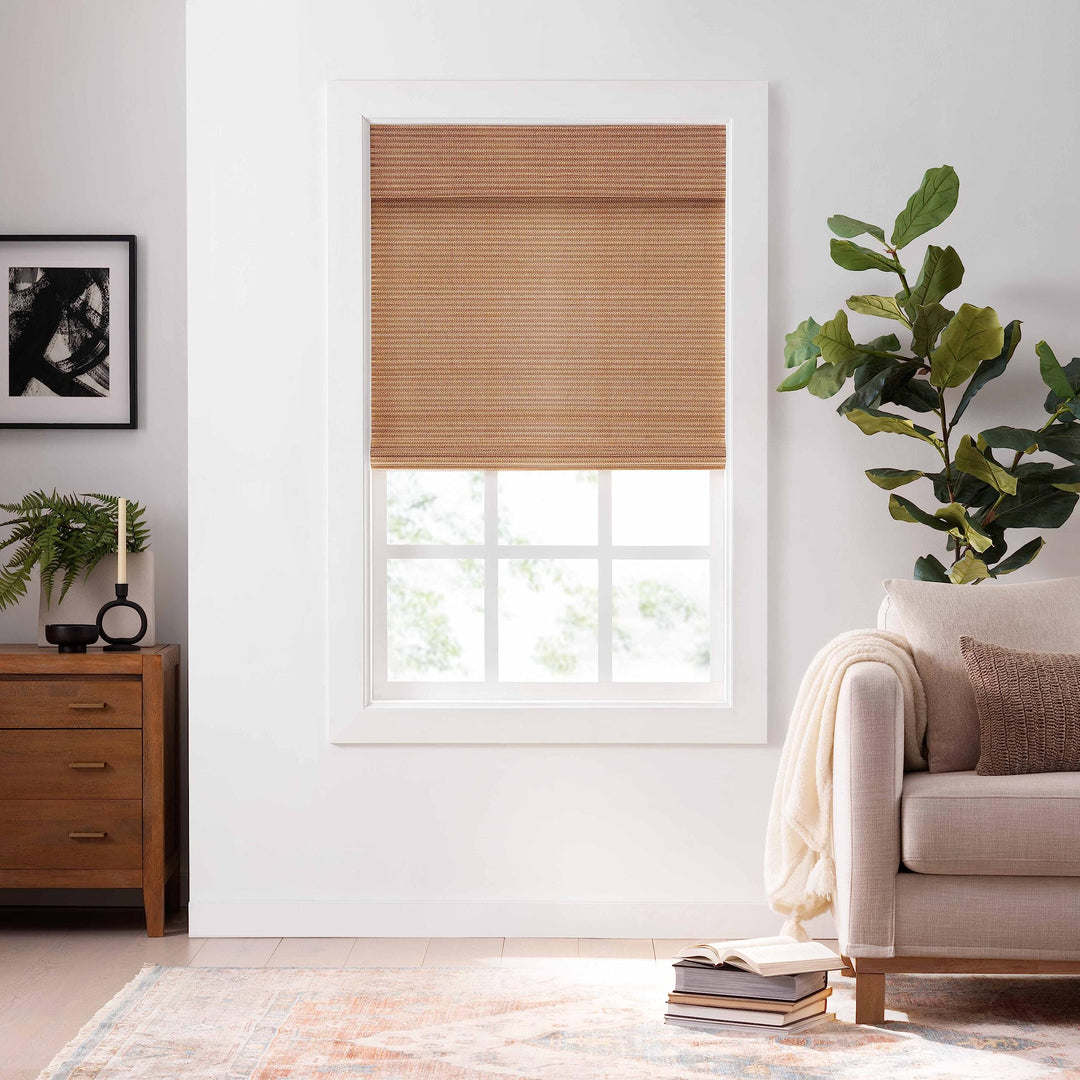 Eclipse Bamboo Roman Shades for Windows (30" x 72") Semi-Privacy Light-Filtering 30x72 - Natural