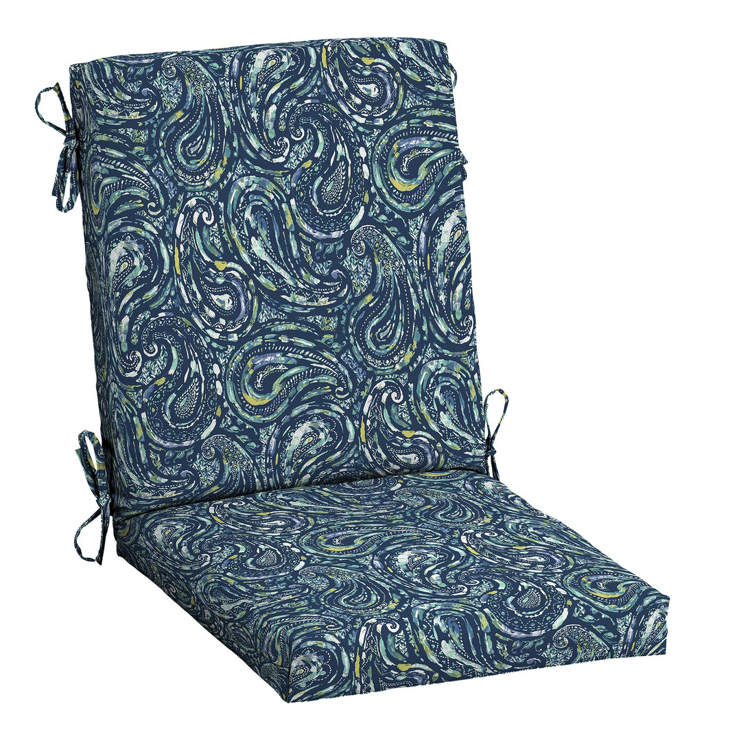 Arden Selections earthFIBER Outdoor Dining Chair Cushion 20 x 20 Water Repellent Sapphire Blue Ridge Paisley