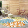 Nourison Aloha Indoor/Outdoor Floral Turquoise Multicolor 7'10" x Round Area Rug 7'10" x Round - Turquoise/Multicolor