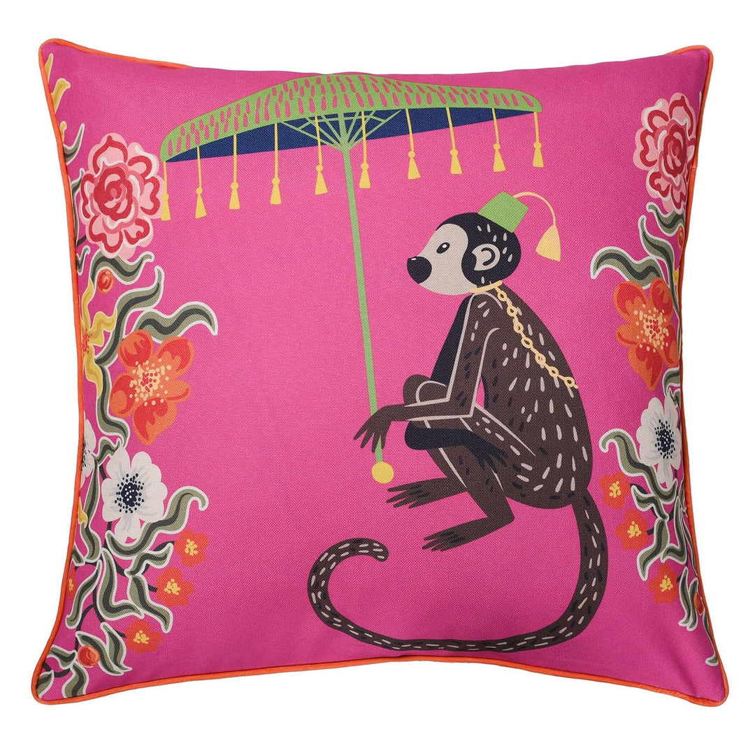 Double Sided Pillow Monkey Print and Cheetah Velvet Right Pink Animal Modern