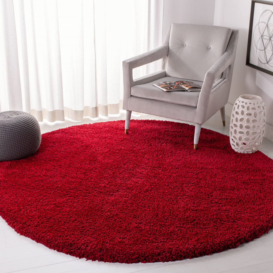 SAFAVIEH California Premium Shag Collection 4' Round Red SG151 Non-Shedding