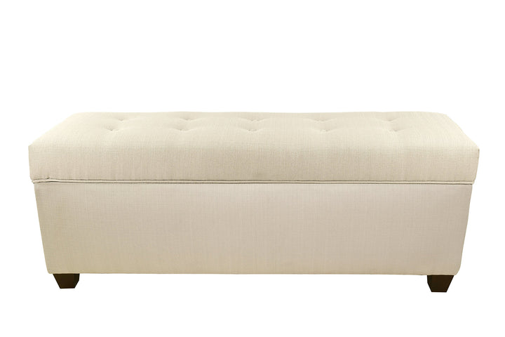 The Sole Secret Button Tufted Shoe Ottoman Storage Bench for Bedroom or Entryway Beige Large