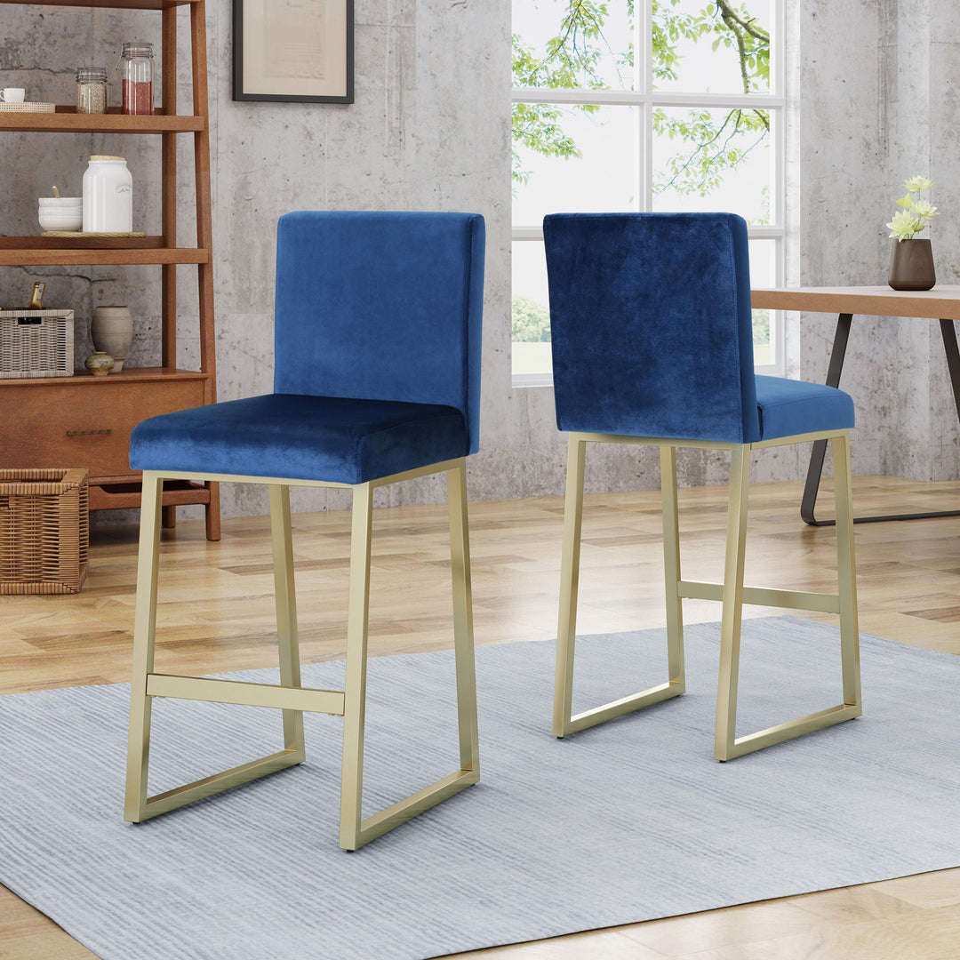 Christopher Knight Home Lexi Modern Velvet Barstools and Brass Set