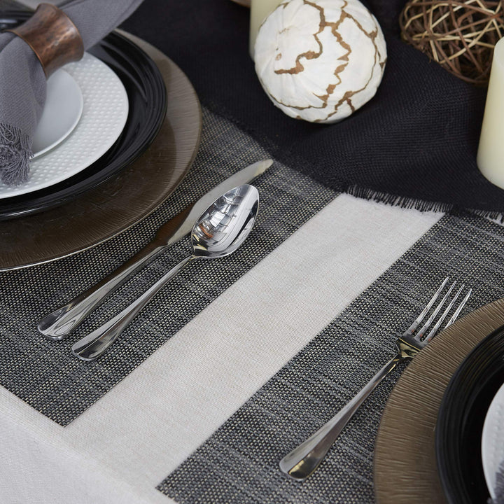 CC Home Furnishings Set of 6 Charcoal Gray and Black Tweed Rectangular Placemats