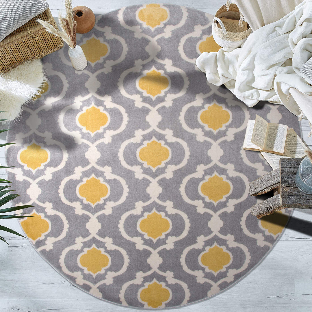 Moroccan Trellis Contemporary Indoor Round Area Rug